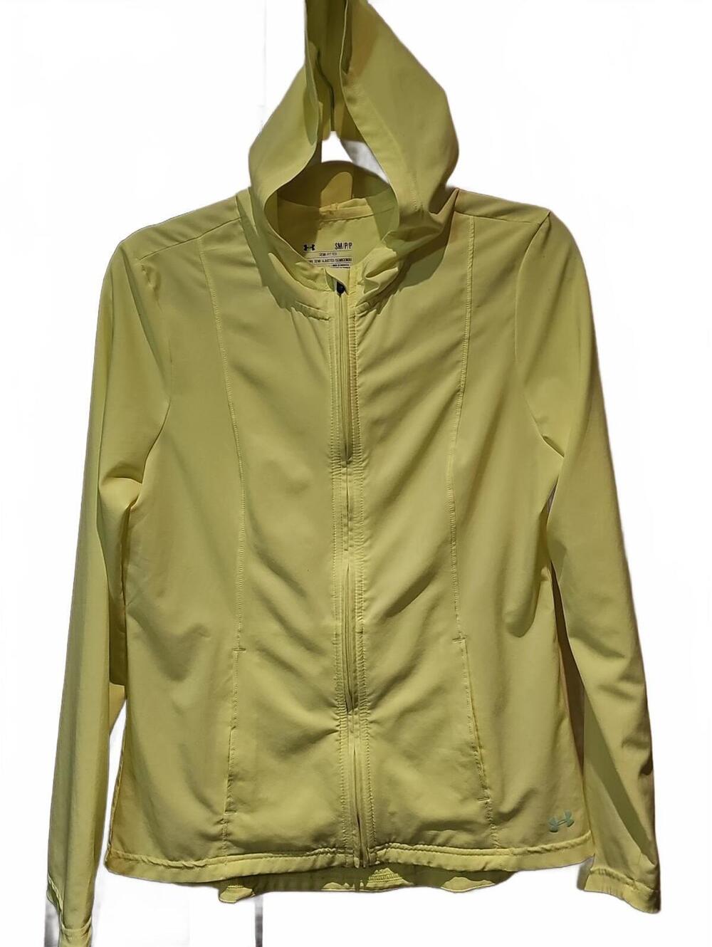 Under Armour Small Neon Yellow Long Sleeve Semi Fitted Full Zip Cold Gear Jacket